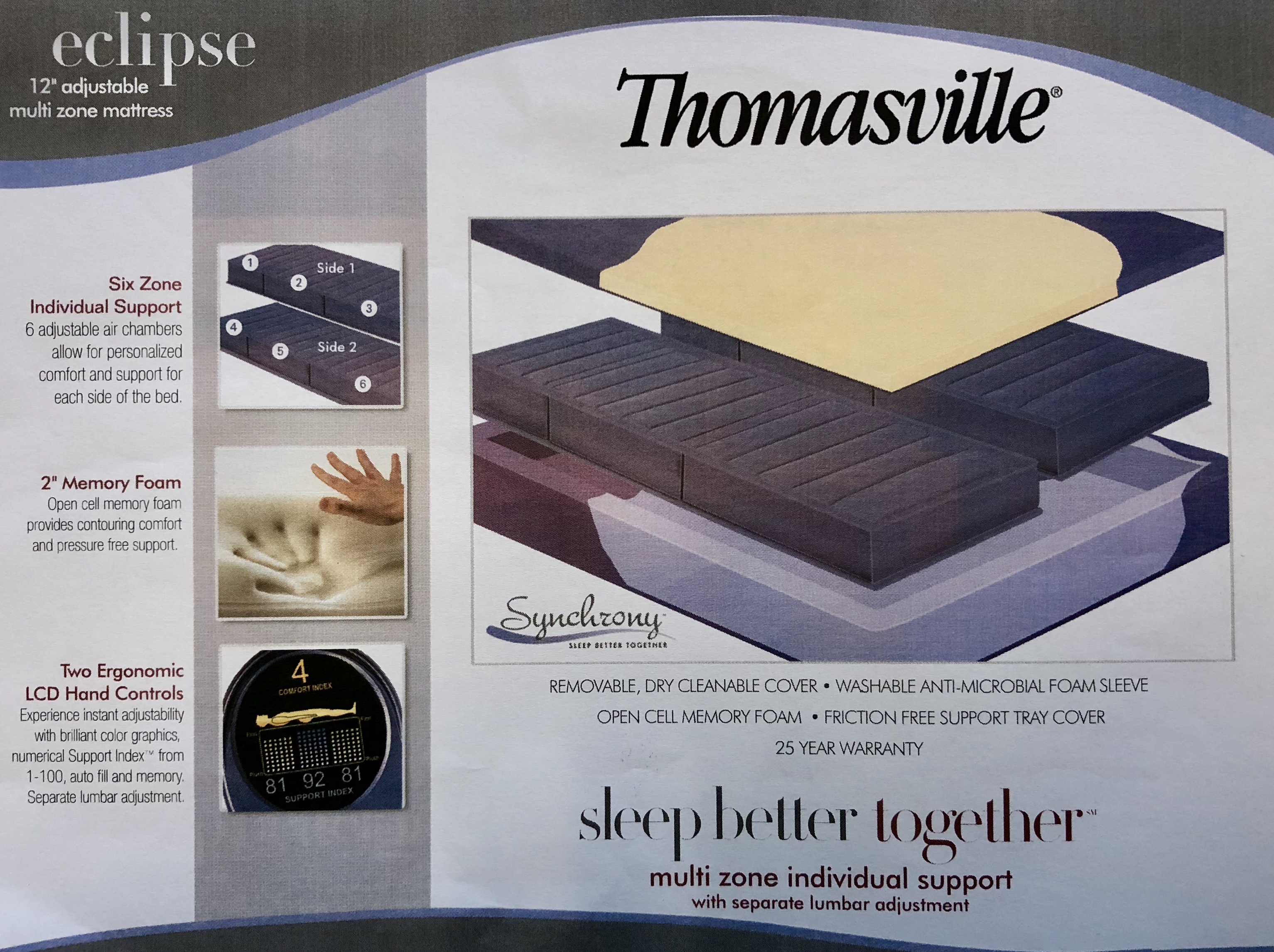 Thomasville Synchrony Eclipse Airbed, Thomasville Split King Adjustable Bed